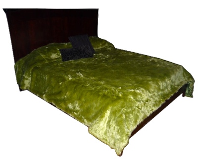 Avocado Vintage Green Shag Faux Fur Bedspread  - Sku 611