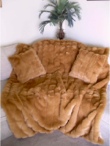 Luxurious Faux Fur Throw Blanket and 2 Matching Pillows - Sku 515