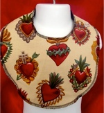Hearts and Crosses Tea-Stained Baby Bib - Sku 183