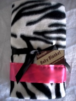 Zebra 2 Fleece & Satin Baby Blanket - Sku 279