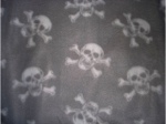 Skull & Crossbones Gray Fleece & Satin Baby Blanket - Sku 278