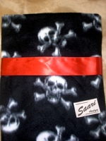 Black & White Skull Fleece & Satin Baby Blanket - Sku 278