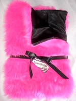Hot Pink Faux Fur Black Satin Baby Blanket - Sku 325