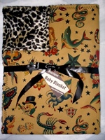 Antiqued Tattoo & Leopard Baby Blanket - Sku 184