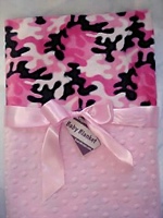Camo Pink & Black Minky Dot Baby Blanket - Sku XXX ????