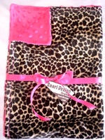Leopard with Hot Pink Minky Dot Baby Blanket - Sku 207
