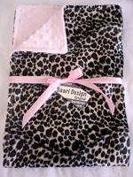 Leopard with Pink Minky Dot Baby Blanket - Sku 3534