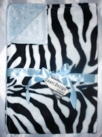 Zebra Blue Minky Dot Baby Blanket - Sku 3678
