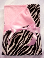 Zebra Pink Faux Fur Baby Blanket - Sku 3488