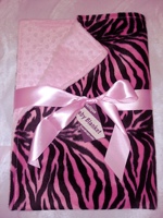 Zebra Pink Minky Dot Baby Blanket - Sku 3282