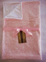White Flowers on Pink Boutique Baby Blanket - Sku 3373