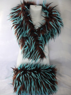 Turquoise-Brown-Shag-Stole