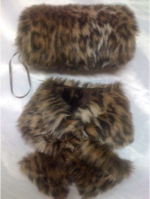 Cheetah Faux Fur Pull-Through Scarf and Hand Muff - Sku 529